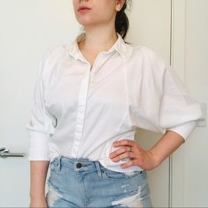 White Unique Batwing blouse